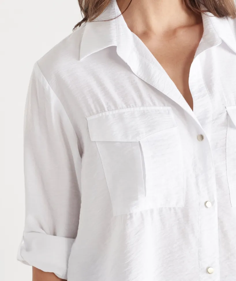 Sussan Tops|Shirts & Blouses>Roll Tab Sleeve Shirt