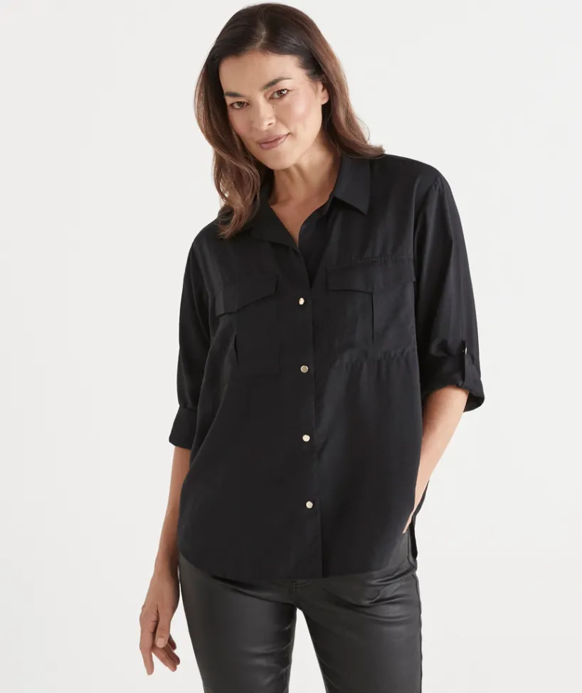 Sussan Tops|Shirts & Blouses>Roll Tab Sleeve Shirt