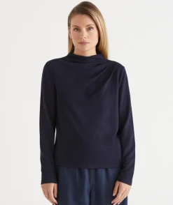 Sussan Tops>Ruched Long Sleeve Top - INK