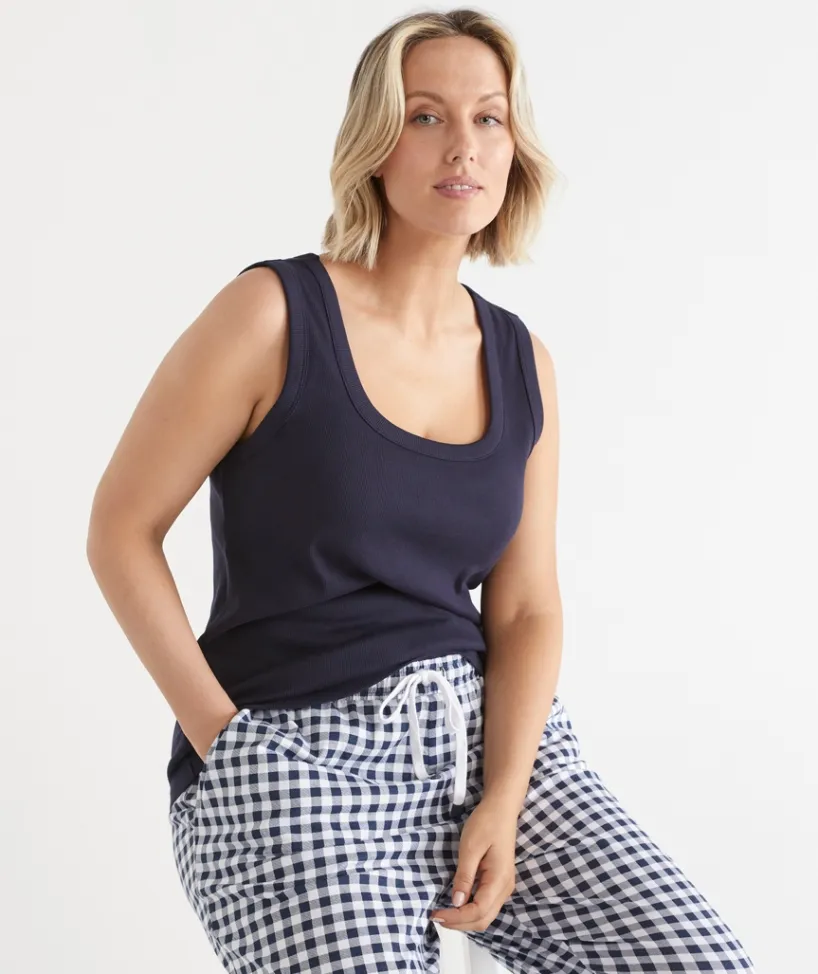 Sussan Women's Pyjama Tops>Scoop Shelf Bra Pyjama Tank