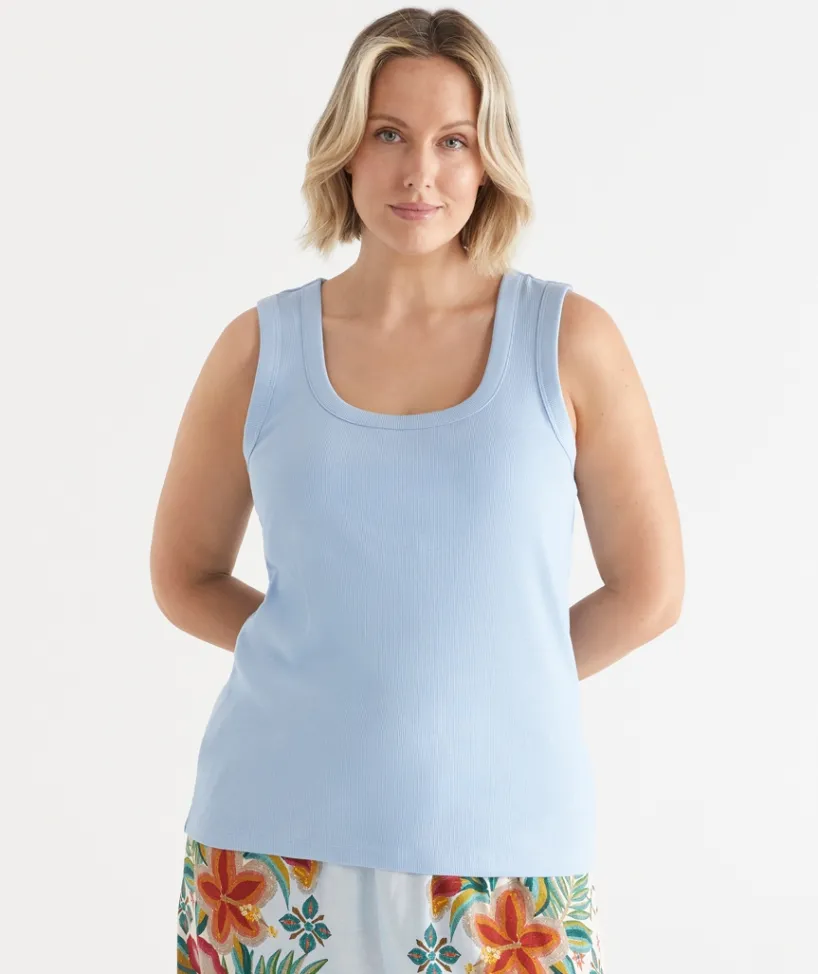 Sussan Women's Pyjama Tops>Scoop Shelf Bra Pyjama Tank