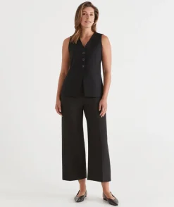 Sussan Pants|Matching Sets>Seam Detail Culotte Pant BLACK