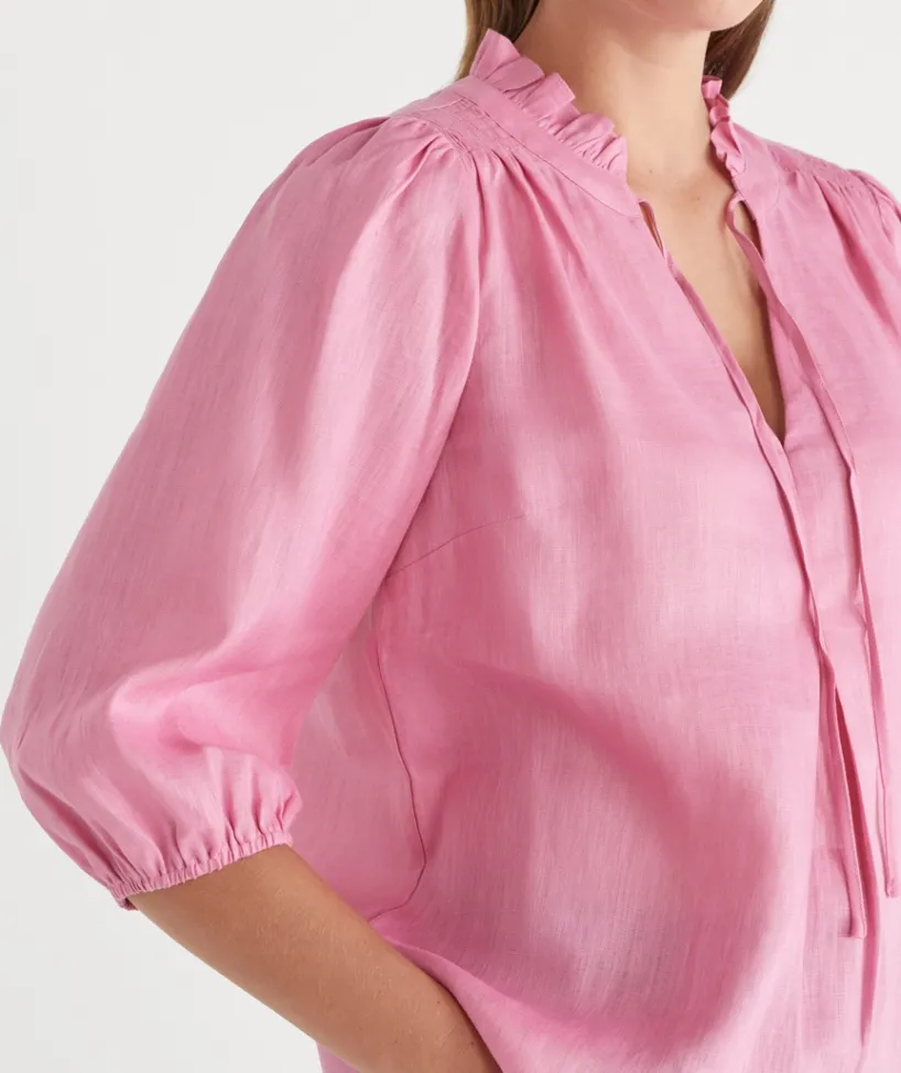 Sussan Tops|Shirts & Blouses>Shirred Shoulder 3/4 Sleeve Top