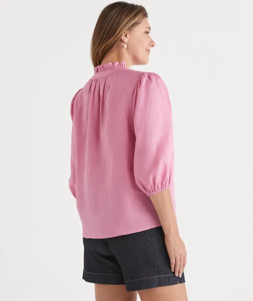 Sussan Tops|Shirts & Blouses>Shirred Shoulder 3/4 Sleeve Top
