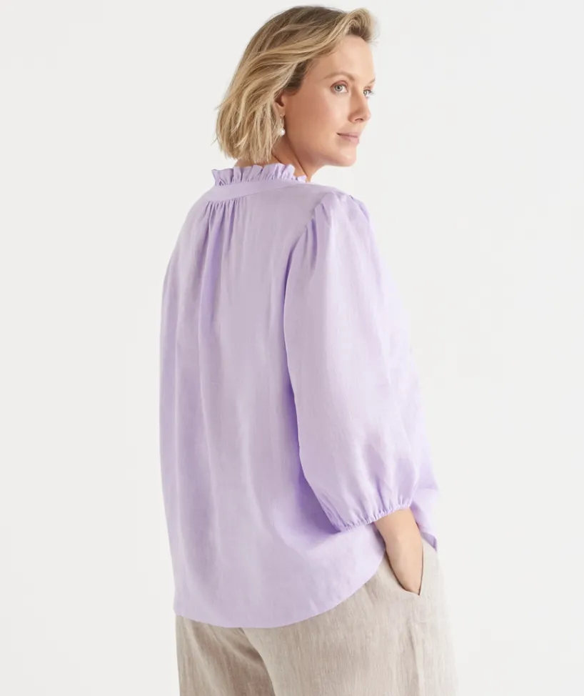 Sussan Tops|Shirts & Blouses>Shirred Shoulder 3/4 Sleeve Top