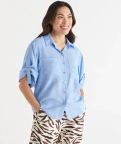 Sussan Tops>Short Sleeve D Ring Shirt CERAMIC