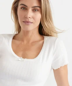 Sussan Women's Pyjama Tops>Short Sleeve Pointelle Pyjama Tee