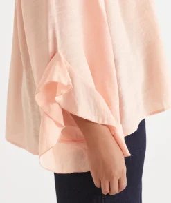 Sussan Tops|Shirts & Blouses>Soft Ruffle Long Sleeve Blouse LIGHT PEACH