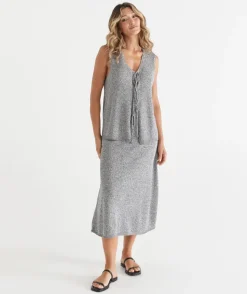 Sussan Matching Sets|Skirts>Speckled Knit Midi Skirt SLATE