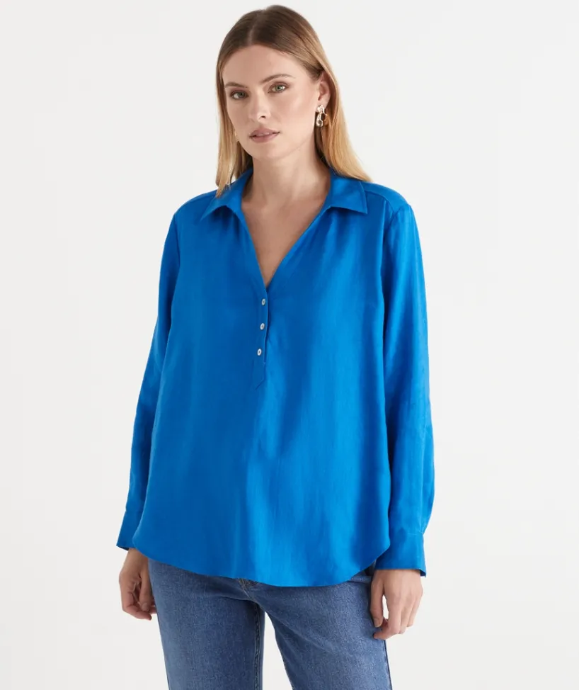 Sussan Shirts & Blouses|Tops>Split Back Long Sleeve Shirt