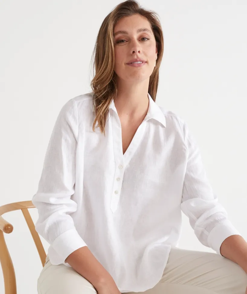 Sussan Shirts & Blouses|Tops>Split Back Long Sleeve Shirt
