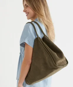Sussan Bags>Summer Faux Suede Tote Bag - KHAKI