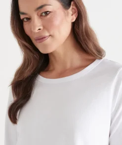 Sussan Tops|T-Shirts>Swing Long Sleeve Top - WHITE