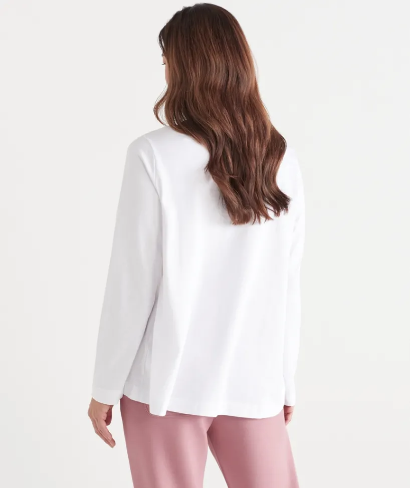 Sussan Tops|T-Shirts>Swing Long Sleeve Top - WHITE
