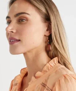 Sussan Jewellery>Two-Tier Wooden Earring NATURAL