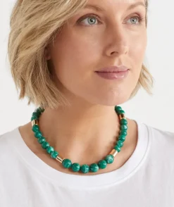Sussan Jewellery>Two-Tone Beaded Necklace - Green DARK GREEN