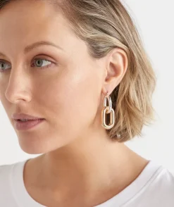 Sussan Jewellery>Two-Tone Drop Chain Earring MULTI