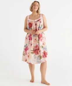 Sussan Nighties>Vintage Floral Sleeveless Nightie - PINK