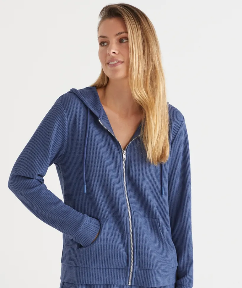 Sussan Loungewear|Jumpers>Waffle Zip Through Lounge Hooded Top