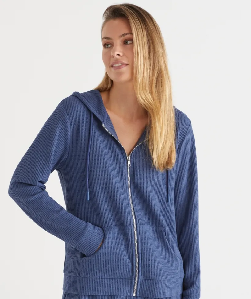 Sussan Loungewear|Jumpers>Waffle Zip Through Lounge Hooded Top