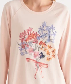 Sussan Women's Pyjama Tops>Winter Bloom Floral Long Sleeve Pyjama Top - Pink BALLET PINK